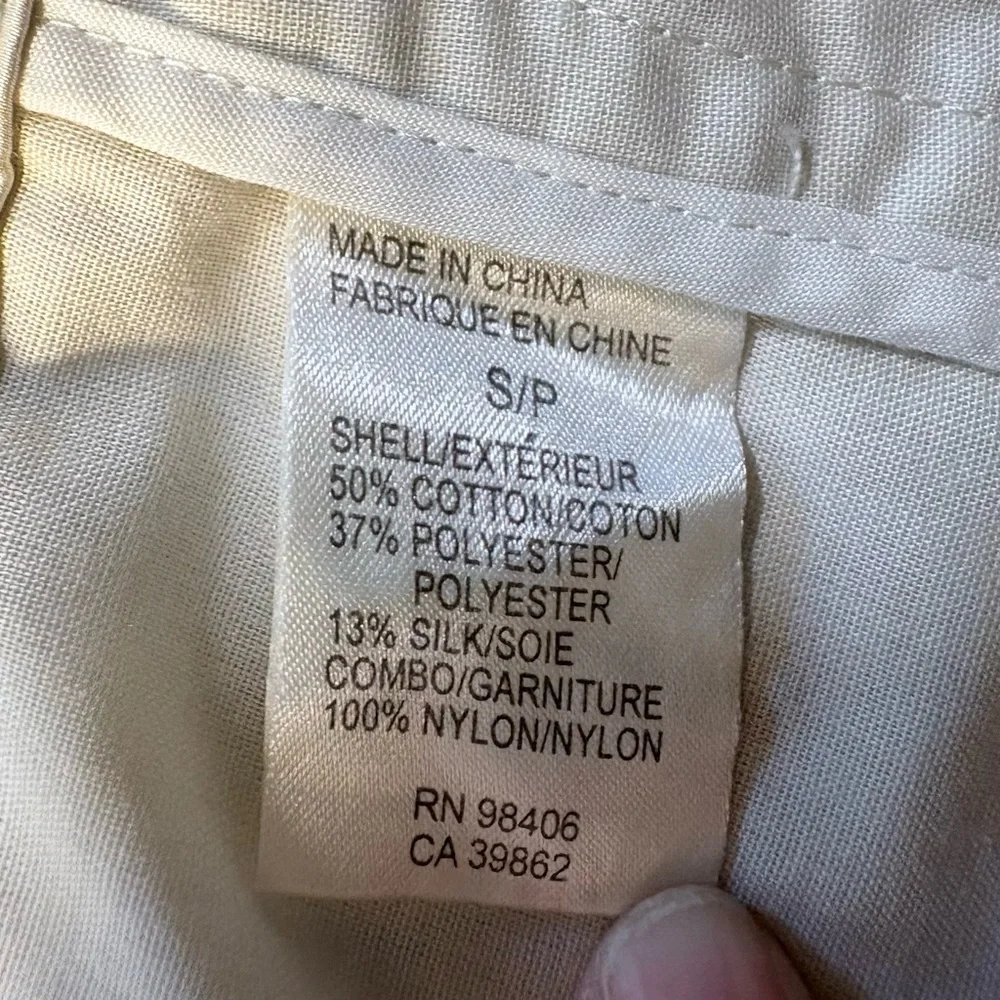 Theory Pearlized Utility Jacket Hidden Hood Adjustable Waist Cinch Ivory~S🧡